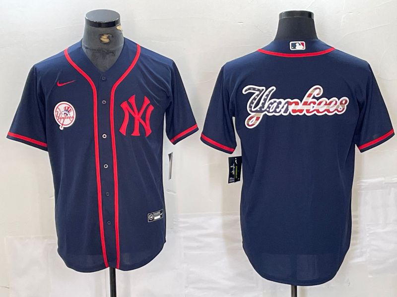 Men New York Yankees Blank Blue Third generation joint name Nike 2024 MLB Jersey style 14